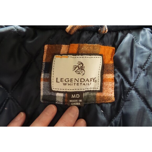 Legendary Whitetails Hooded Flannel Shirt Jacket Mens Medium Plaid Quilted - Picture 2 of 14